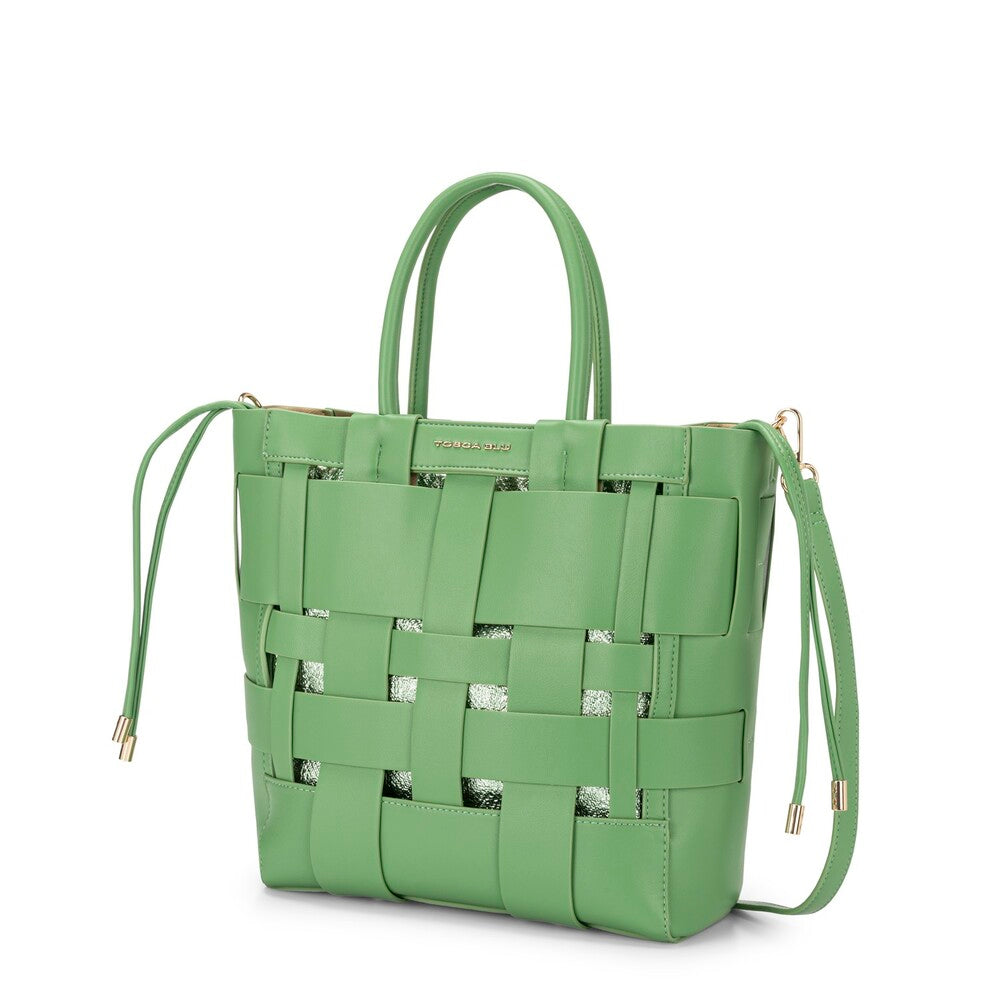 Shopping intrecciata Alexandra verde