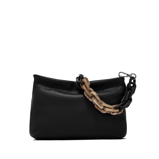 borsa nera gianni chiarini con manico in resina a spalla e tracolla